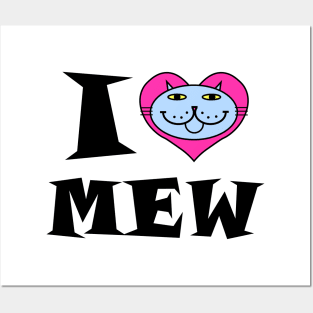 I HEART Cat - BLUE KITTY CAT Posters and Art